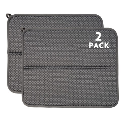 2 Pack Dish Drying Mat for Kitchen Counter, Absorbent, Microfiber Dishes Drai...