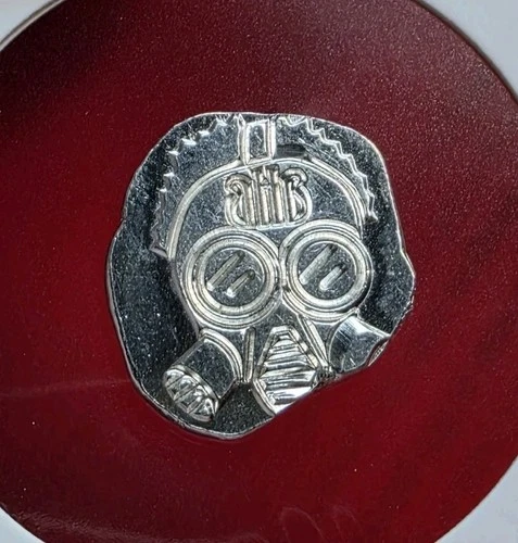 Black Hand Bullion GAS MASK - 5 Gram .999 Fine Silver Hand Poured Bar Ingot