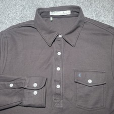 Criquet Pima Cotton Long Sleeve Polo Shirt Men Medium Black Pique Golfer Pocket