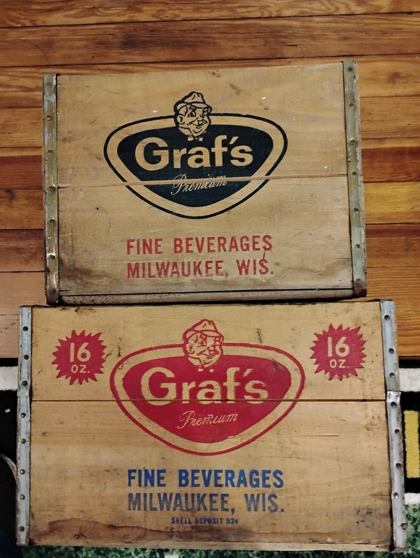 2 - Vintage 1960s Graf's Beverages Milwaukee Wis. Wood Crate Box