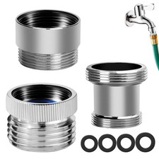 Brass Faucet Hose Adapters Set Connects G1/2", 55/64", 15/16" to 3/4" GHT