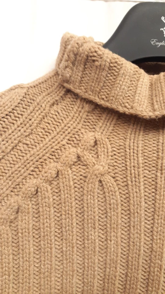 Suéter Polo Ralph Lauren Feminino Médio Marrom Lã Cashmere Pesado Gola Alta - Imagem 4 de 4