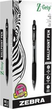 Zebra Pen Z-Grip Retractable Ballpoint Pen, Fine Point, 0.7mm, Black Ink,12-Pack