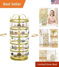5 Tiers Metal Rotating Earring Holder Organizer Stand Adjustable Display Tree...