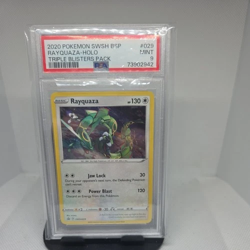 2020 Pokemon SWSH BSP Triple Blisters Pack #029 Rayquaza Holo PSA 9 MINT