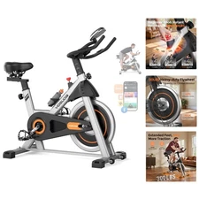 Adjustable Indoor Cycling Bike w/ Bluetooth App Connectivity - Quiet & Safe Ride