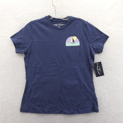 Spirit Jersey Shirt Womens Extra Small Cape Cod Sail Away Navy Blue Cotton SS