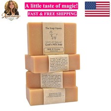 4 Goat Milk Soap Bars with Honey - Hand. All Natural Soap, Unscented, Fragran...