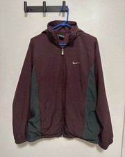 Nike Men's Maroon Gray Colorblock Windbreaker Jacket Hooded Full-Zip Size M