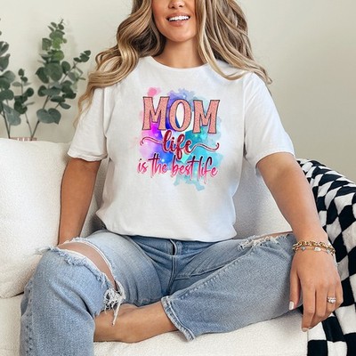 Mama Life Is The Best Damen Ring-Spun T-Shirt Mutterschaft Mama Leben Geschenk für Sie