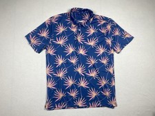 Chubbies Polo Shirt Mens M Blue Stretch Weekend Performance Golf Hawaiian Floral