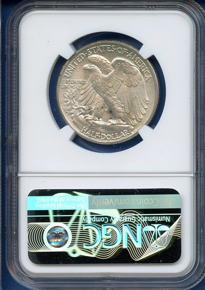 Moeda de prata 1945 P NGC MS63 Walking Liberty meio dólar 50c EUA em perfeito estado 1945-P MS-63 - Imagem 2 de 3