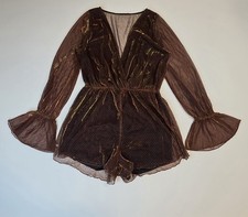 Akira Be Original Polka Dot Romper in a copper brown - LARGE 