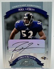 2002 DONRUSS CLASSIC RAY LEWIS #47 AUTO SIGNIFICANT SIGNATURES SERIES - 90/100