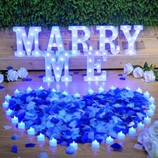 Hortsun Marry Me Light up Letters Proposal Decorations Will You Blue 