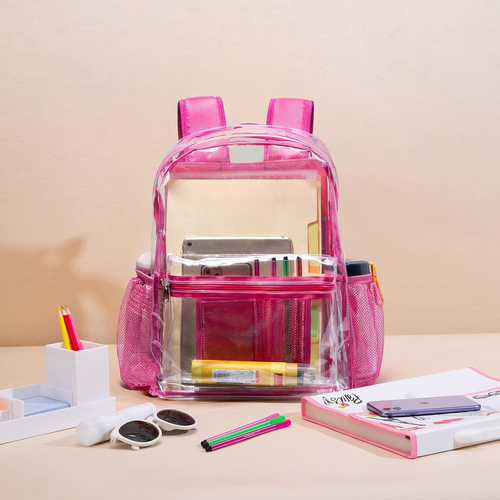 Clear Heavy Duty PVC Backpack with Reinforced Straps, Transparent for College - Picture 5 of 6