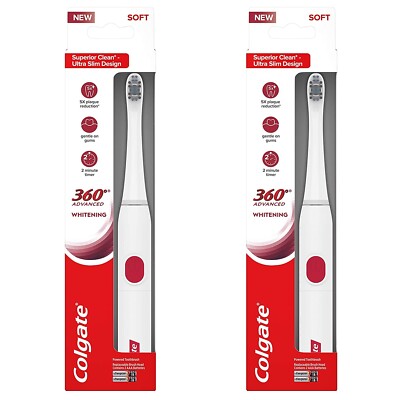 Colgate 360 Advanced Sonic Battery Power Toothbrush Soft Whitening