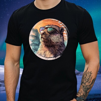 Mens Beaver Sunglasses Print Cotton T-Shirt Size XS to 5XL
