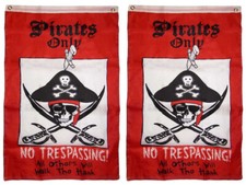 3x5 Jolly Roger Pirate Pirates Only No Trespassing Double Sided 2ply Flag 3'x5'