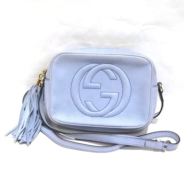 GUCCI Soho Shoulder Bag Disco Leather 308364 Light Blue Ladies G60524