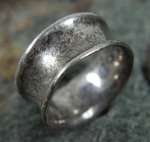 Vintage MWS Concave Wide Band Ring Size 7 925 Sterling Silver Modernist