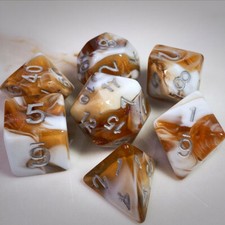Sage  s Shards   Brown/White Glitter Acrylic Polyhedral Dice Set Dungeons Dragons