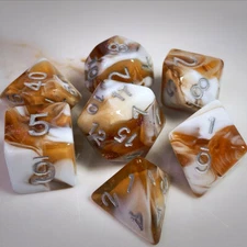 Sage’s Shards – Brown/White Glitter Acrylic Polyhedral Dice Set Dungeons Dragons