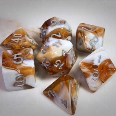 Sage s Shards   Brown/White Glitter Acrylic Polyhedral Dice Set Dungeons Dragons