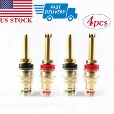 4pc 4mm Banana Plug Gold Binding Post Amplifier Speaker AMP Terminal Audio Cable
