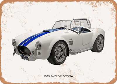 Classic Car Art - 1965 Shelby Cobra Oil Painting - Rusty Look Metal Sign 4