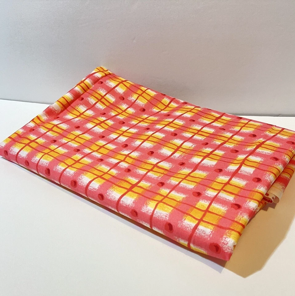 Concord Fabrics by The Kesslers Pink Yellow Plaid Polished Cotton 2+ Yards - Image 4 of 4