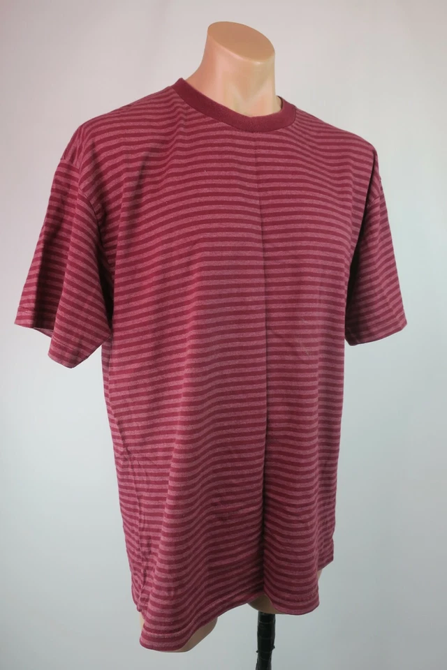 Camiseta De Colección Años 90 Gruesa Rayas XL Timbre Peso Pesado EE. UU. Tela Hipster Grunge Foto 4 de 4