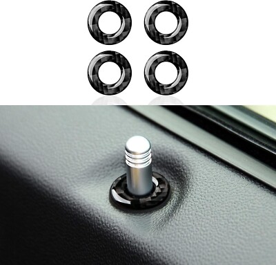 4pcs Real Carbon Fiber Door Lock Ring Cover Decal Trim Fits 11-23 Chrysler 300