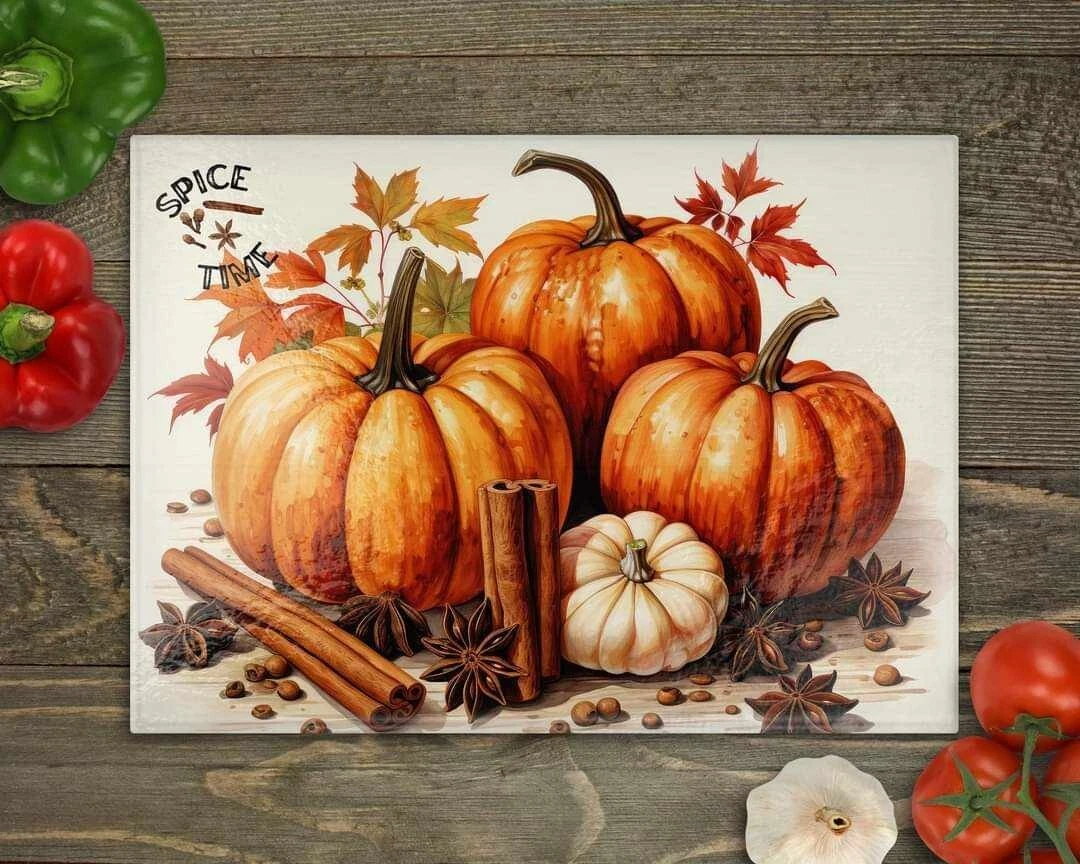 White Pumpkins Spice Fall Glass Cutting Board
Opens in a new window or tab
