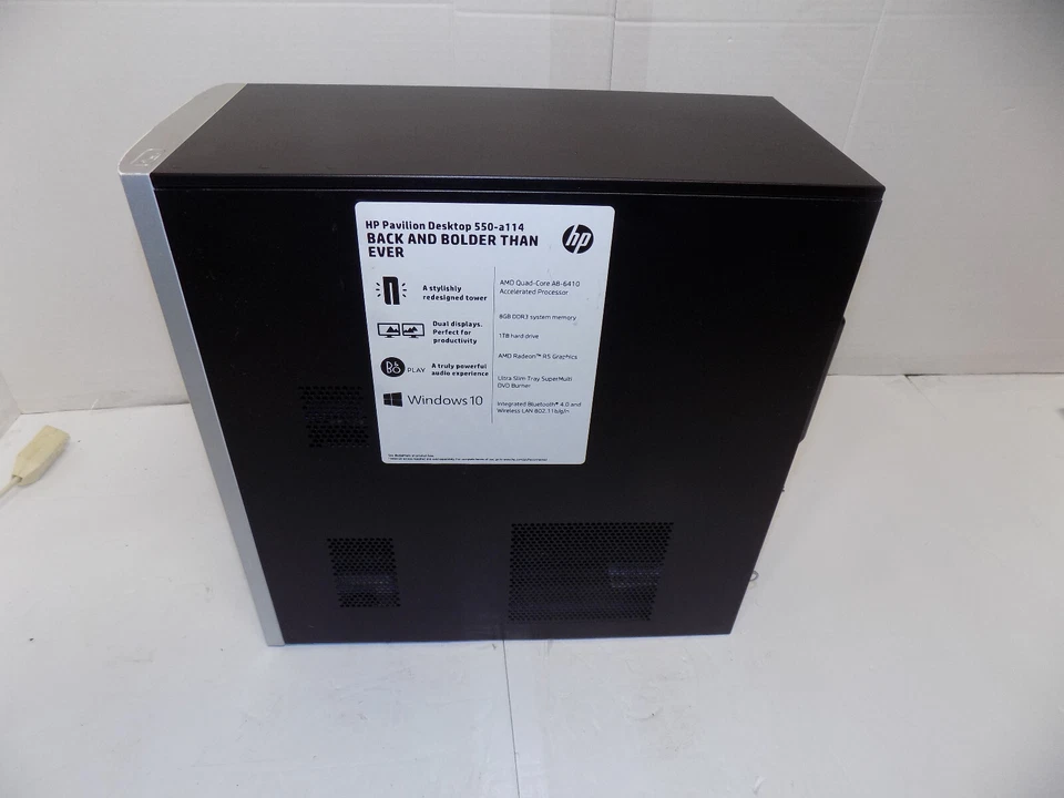 HP Pavilion Desktop Computer 550-A114 AMD A8-6410 2GHz 8GB RAM 512GB SSD Win 10 - Image 4 of 4