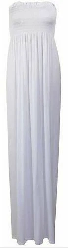 Womens Strapless Maxi Dress Ladies Sheering Boob tube Bandeau Long Lot All Sizes - Picture 7 of 18