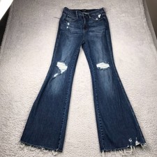 Judy Blue Flare Jeans Womens 11/30 30x32 Distressed Tummy Control Fray Hem
