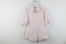 Vtg 70s Streetwear Mens Large Polka Dot Dagger Collar Short Sleeve Button Shirt