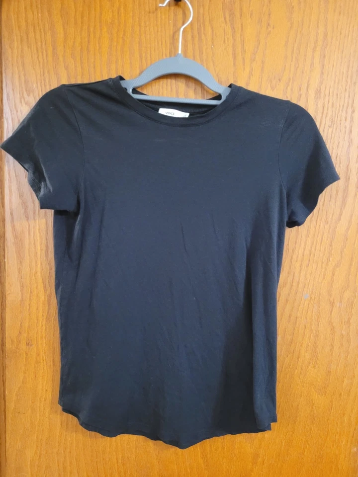 Vince женщин короткий рукав ворота классическая футболка черный хлопок/модальный размер S - Изображение 3 из 3