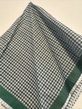 Green Plaid Men  s Pocket Square Hankie Vintage Cotton 11  X 11  