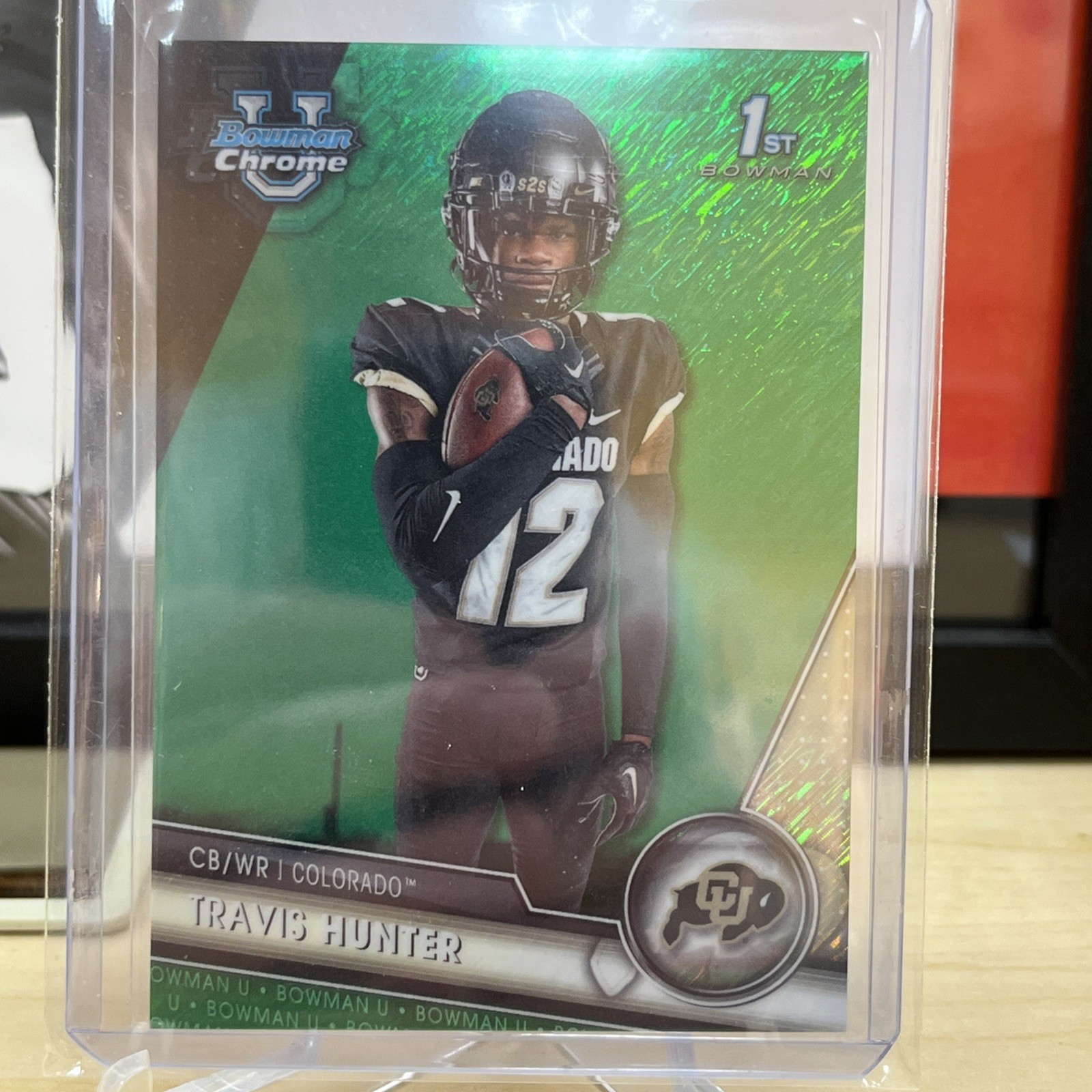 2023 Bowman University Chrome - Travis Hunter #36 Green Shimmer Refractor /99