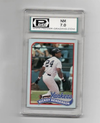 1989 Topps Wax Box Bottom Rickey Henderson #F GRADED PGC EX ''7'' YANKEES single