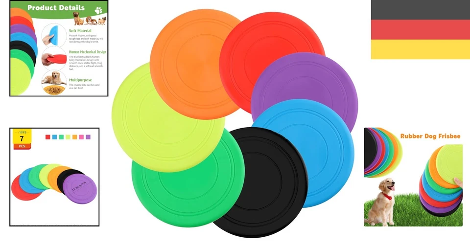Hundefrisbee Set – 18cm, 7 Farben, & zahnfreundlich für kleine Hunde - Bild 2 von 4