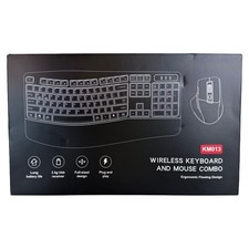 Wireless Keyboard  Mouse Combo 2.4G Full-Size Ergonomic Wave Keys KM013