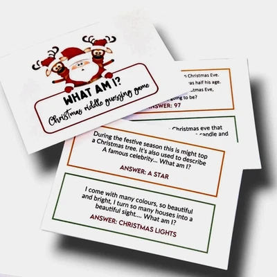 CHEZ & MAZ What Am I?" Christmas Card Game – Trivia Game for Family & Friends – Festive