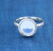 925 Sterling Silver 6mm Round Floral Rope Bezel Cup Ring Blank DIY Setting
