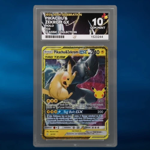 ACE 10 PERFECT SUBGRADES Pikachu & Zekrom GX 33/181 30th Celebration