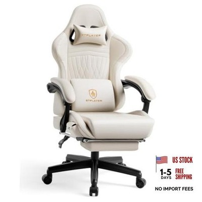 Gaming Chair for Adults, Ergonomic Computer Game Chairs with 01 Off - White