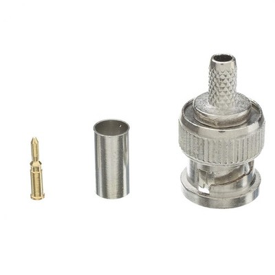 RG58 Solid Core BNC Male Crimp Connector, 50 Ohm, 3 Piece Set 31X1-05500