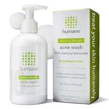 Humane Face Body Acne Wash, 10 Benzoyl Peroxide Acne Treatment, Oil-free,